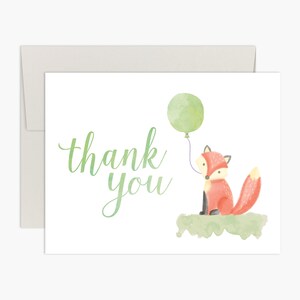 Little Fox Babyparty Dankeskarten - Aquarell Fuchs & Ballon - Von Palmer Street Press