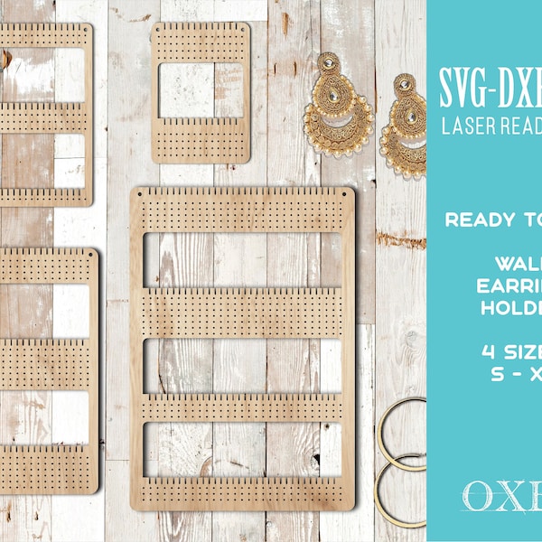 Wall Earring Holder SVG  bundle by Oxee, Large Earring Holder, Earring Storage, Earring Organizer, Earring Display, laser cut