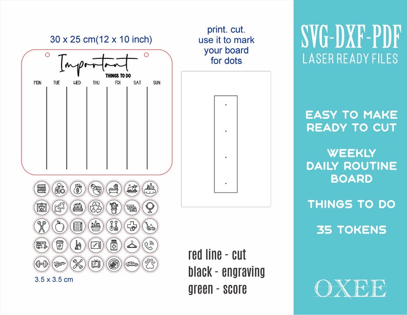 Weekly Visual Token Weekly Routine Board SVG, Daily Agenda, Visual Schedule (digital ...
