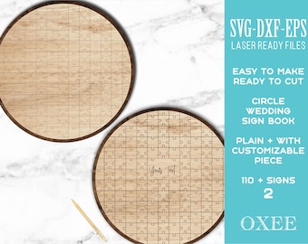 Circle puzzle wedding sign book cut file, laser cut puzzle guest book by Oxee, digital cut file, wooden puzzle, puzzle wedding guest book