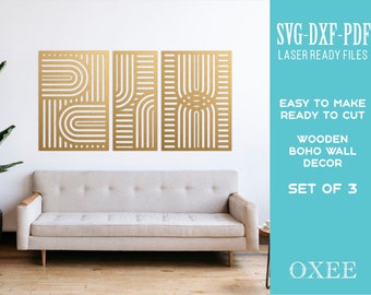Boho Arch Wall Decor Laser Cut File, Set of 3 (SVG DXF PDF)