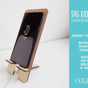 Handyständer geschnitten Datei von Oxee, einfache Verkauf Handyständer, cnc Smartphoneständer SVG, Glowforge svg, Laser cut Datei