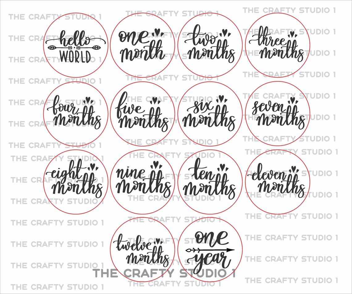 Baby Milestone SVG Bundle, Newborn Sign, Monthly Age (digital Download ...