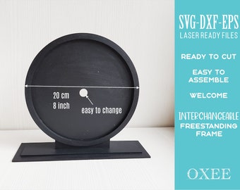 Interchangeable Circle Frame Laser Cut File, Freestanding Home Decor (Digital File)