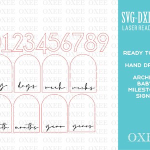 Baby Milestone SVG Bundle by Oxee, Arched Boho Newborn Sign Svg, Nine ...
