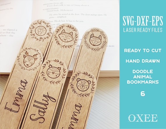 Kids Bookmark SVG Bundle, Laser Cut Wooden Animal Designs (Digital Download)