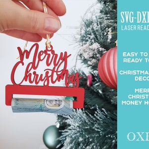 Merry Christmas Money holder decoration file by Oxee, wooden money Tree Decoration,laser cut file Christmas money banknotes holder for tree