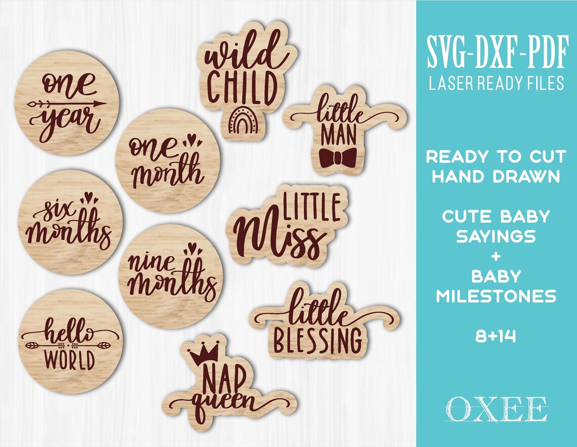 Baby Milestone SVG Bundle, Newborn Sign, Monthly Age (digital Download ...