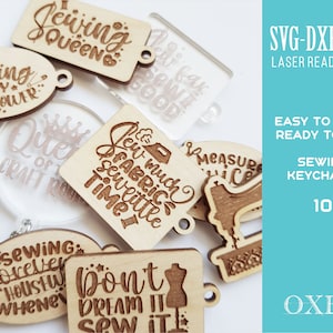Sewing Keychain SVG bundle by Oxee, Keychain SVG, sewing quotes SVG, Inspirational gift, Glowforge svg, Laser cut file