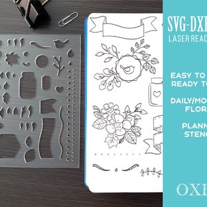 Monthly Daily Planner Stencils cut file, laser cut Album stencils by Oxee, planner stencil, weekly planner stencil, monthly planner