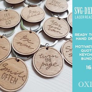 Pacchetto SVG motivazionale portachiavi di Oxee, Portachiavi SVG, Citazioni motivazionali SVG, Regalo ispiratore, Glowforge SVG, File tagliato al laser