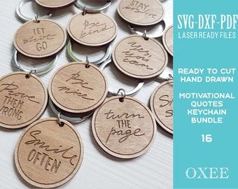 Motivational Keychain SVG Bundle, Laser Cut File