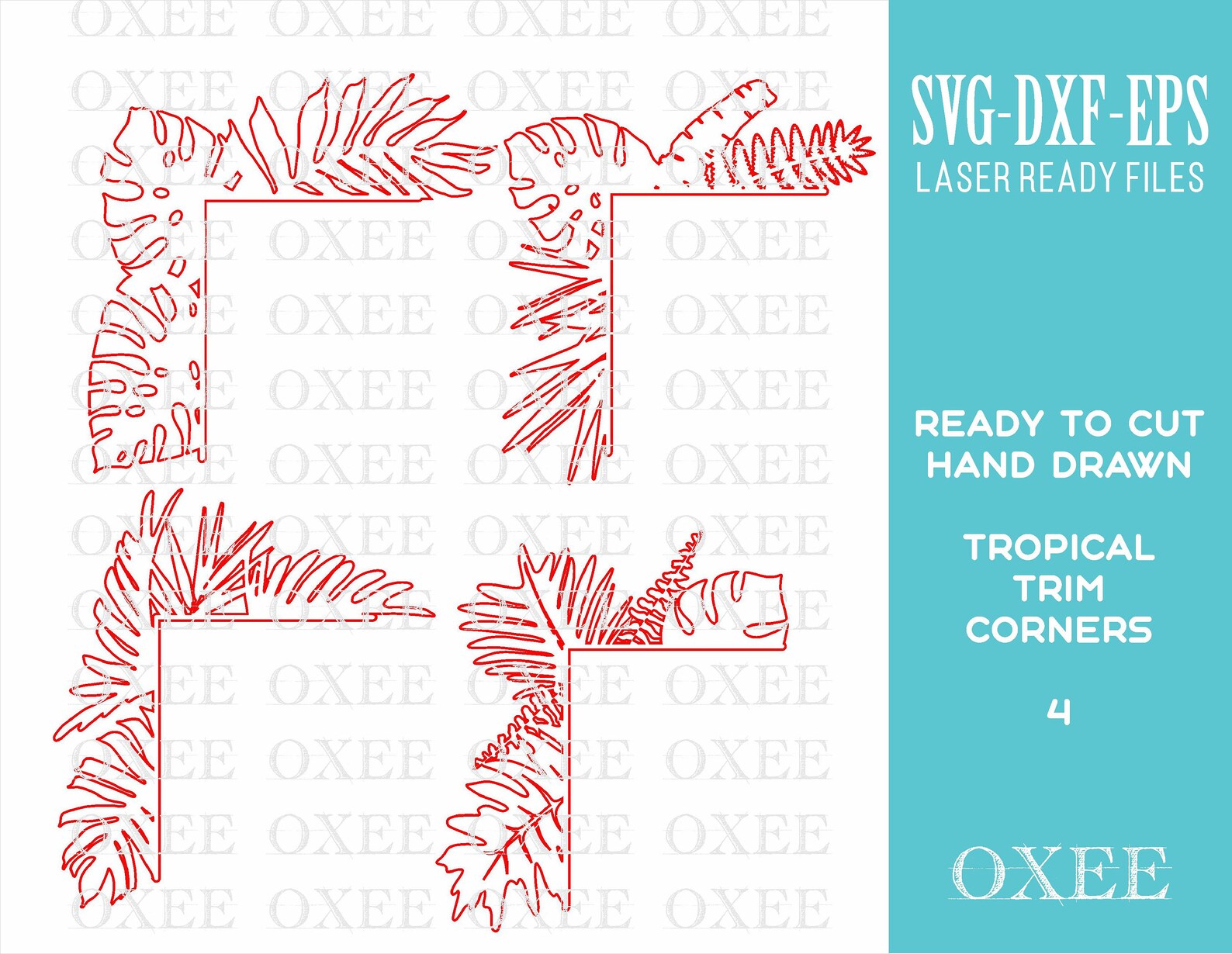 Trim Svg Tropical Floral Trim Corners SVG Bundle, Laser Cut Home Decor (digital ...