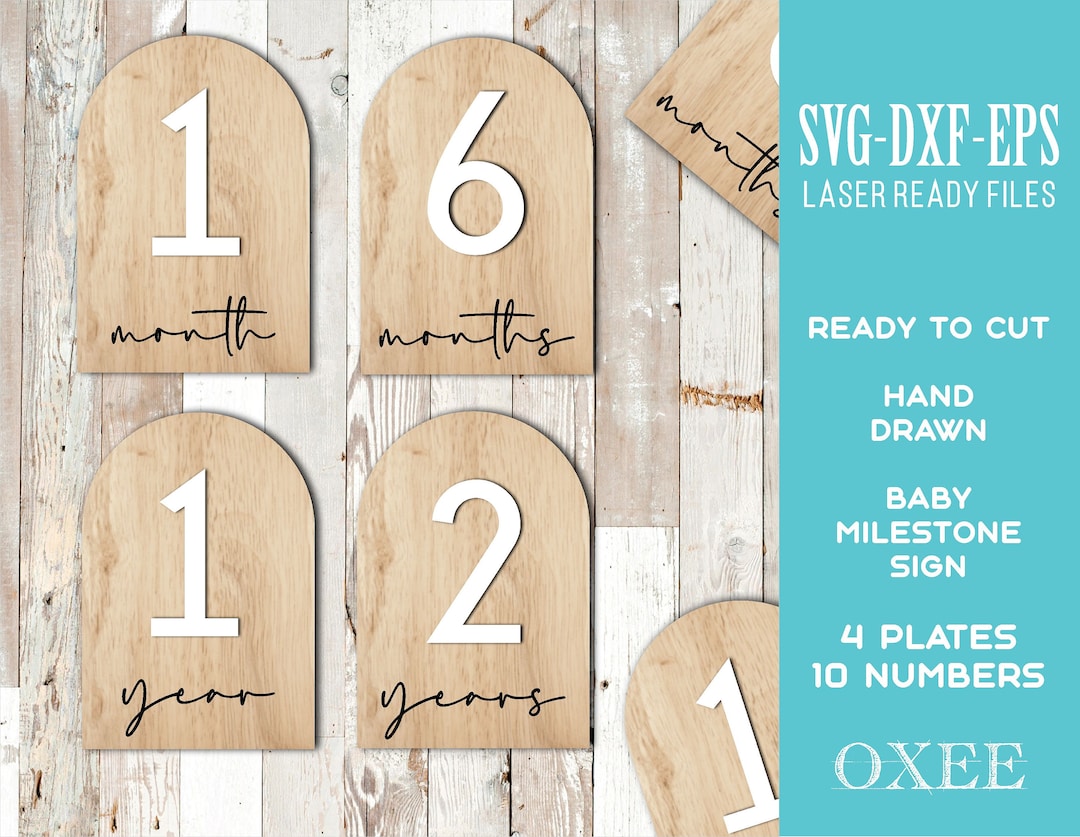 Baby Milestone SVG Bundle by Oxee, Arched Boho Newborn Sign Svg, Nine ...
