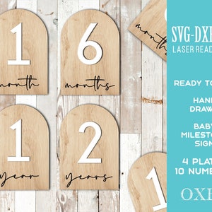 Baby Milestone SVG Bundle von Oxee, gewölbte Boho Neugeborenen Zeichen svg, neun Monate svg, zwölf Monate svg, Glowforge Baby Meilenstein