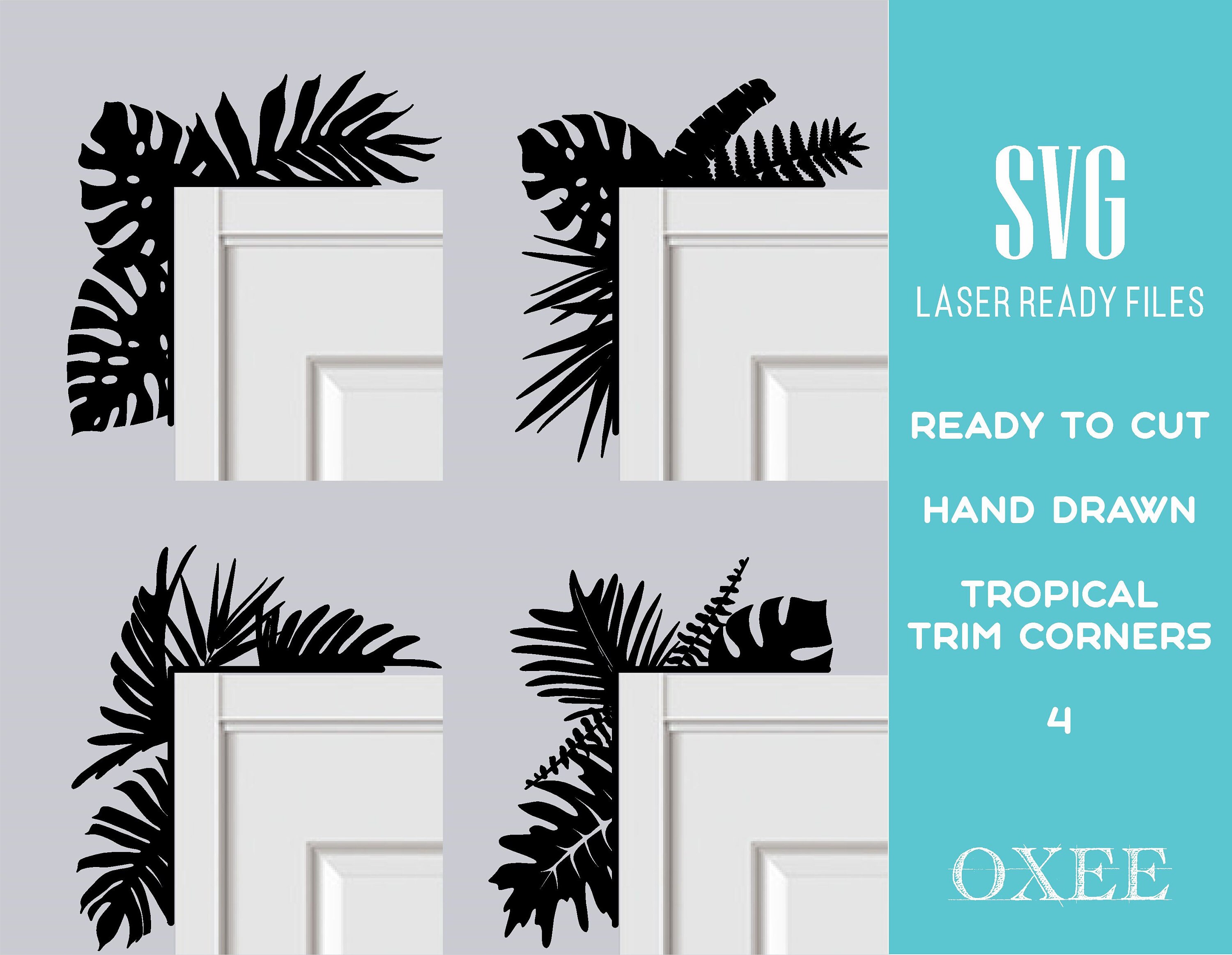 Trim Svg Tropical Floral Trim Corners SVG Bundle, Laser Cut Home Decor (digital ...