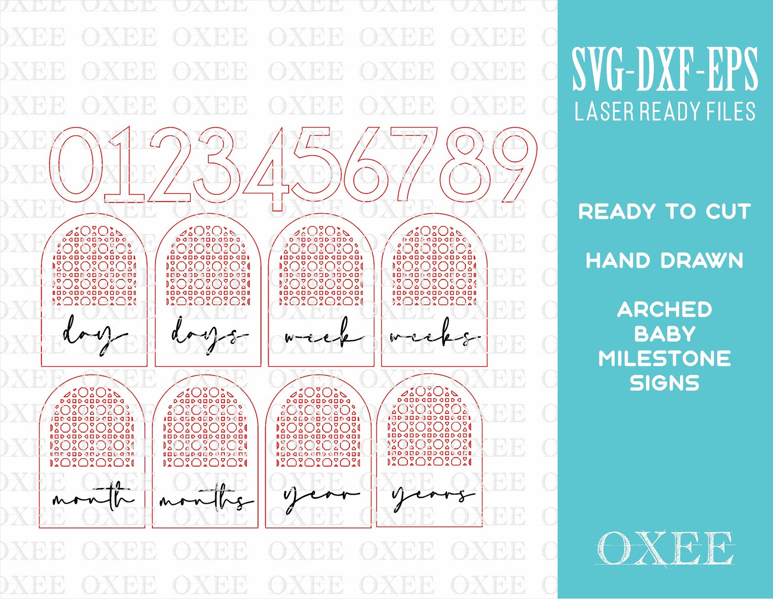Rattan Arched Baby Milestone Bundle by Oxee, Arched Boho Newborn Sign ...