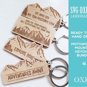 Motivational mountain Keychain SVG bundle by Oxee, Keychain SVG, Motivational quotes SVG, Inspirational gift, Glowforge svg, Laser cut file