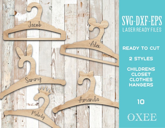 Kids Clothes Closet Hangers SVG Bundle by Oxee, Wooden Baby Closet