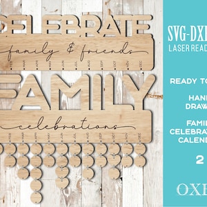 Family Birthday Board SVG Bundle, Holzkalender (Digitaler Download)