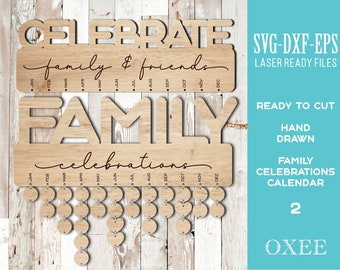 Family birthday board SVG bundle by Oxee, celebration board svg, birthday reminder svg, wooden birthday calendar svg