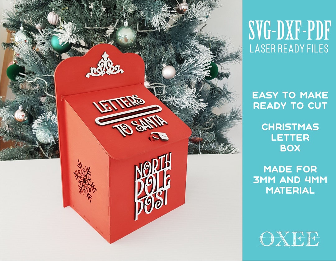 Christmas Letter Box SVG Pattern by Oxee, Letters to Santa Box DIY