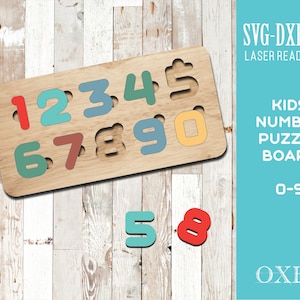 Number Puzzle de Oxee, Archivo de rompecabezas para niños, Plan de archivos cortado por láser, patrón cnc, corte cnc, plantillas de corte láser, archivo de corte Glowforge