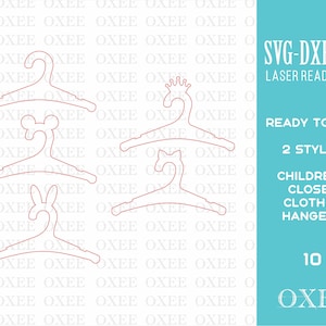 Kids Clothes Closet Hangers SVG bundle by Oxee, wooden baby closet hangers svg, toddler closet hangers svg, laser cut file image 3