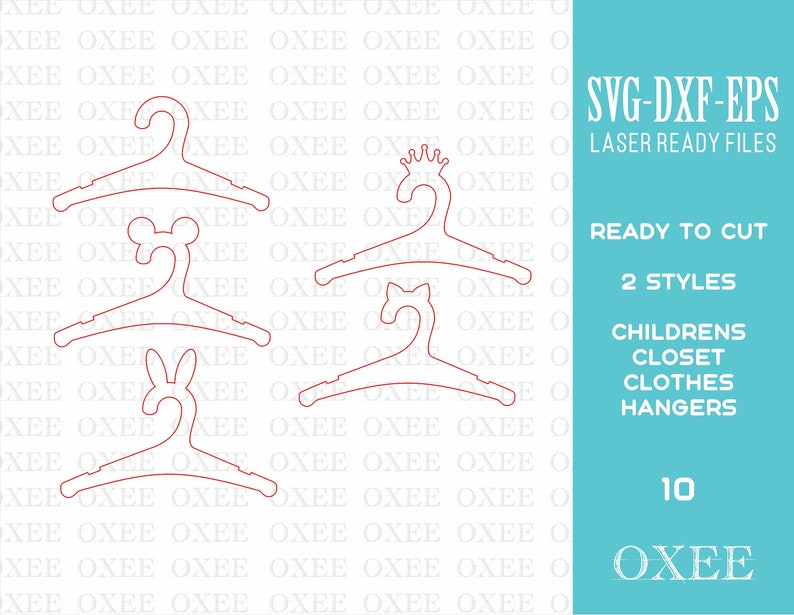 Kids Clothes Closet Hangers SVG bundle by Oxee, wooden baby closet hangers svg, toddler closet hangers svg, laser cut file image 3