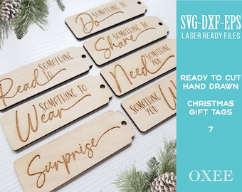 Christmas Gift Tag SVG Bundle, Laser Cut File, Elegant Tags (7 Designs)