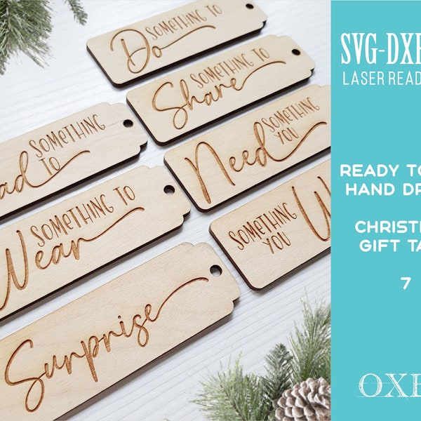 Christmas gift tag SVG bundle by Oxee, adult Christmas tags svg, elegant gift tags, Glowforge svg, Laser cut file