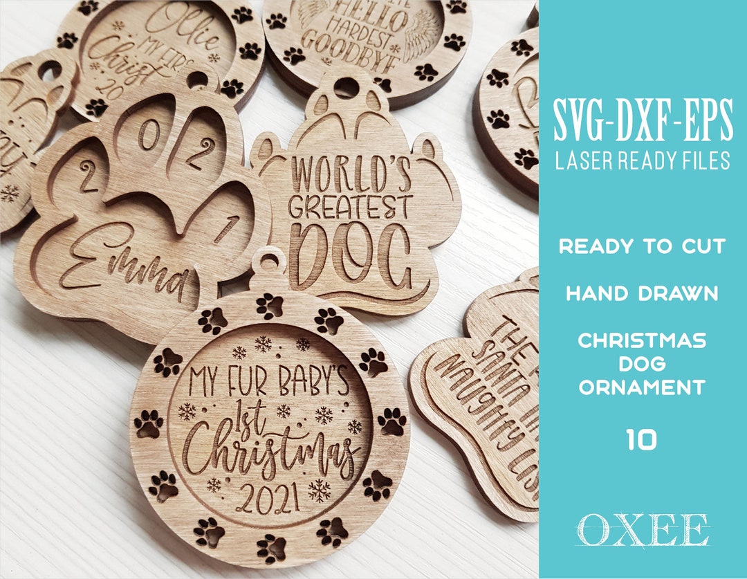 Dog Christmas Ornament SVG Bundle, Laser Cut File - Etsy