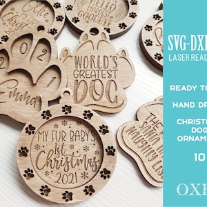 Dog Christmas ornament SVG bundle by Oxee, puppy first Christmas ornament svg, best fur friend ornament dxf, Glowforge svg, Laser cut file