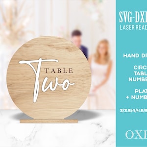 Circle Table Numbers cut file by Oxee, wooden wedding table numbers, laser cut table numbers