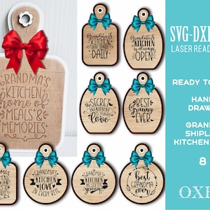 Grand-mère cuisine shiplap signe SVG bundle par Oxee, signe de mur en bois découpé au laser, signe de grand-mère en bois découpé au laser, signe de planche à découper glowforge