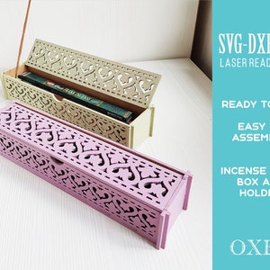 Bastone di incenso Bruciatore scatola e supporto SVG di Oxee, bara stick box SVG, Glowforge svg, File tagliato al laser, regalo yoga, regalo festa della mamma