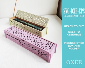 Incense stick Burner box and holder SVG by Oxee, coffin stick box SVG, Glowforge svg, Laser cut file, yoga gift, mothers day gift