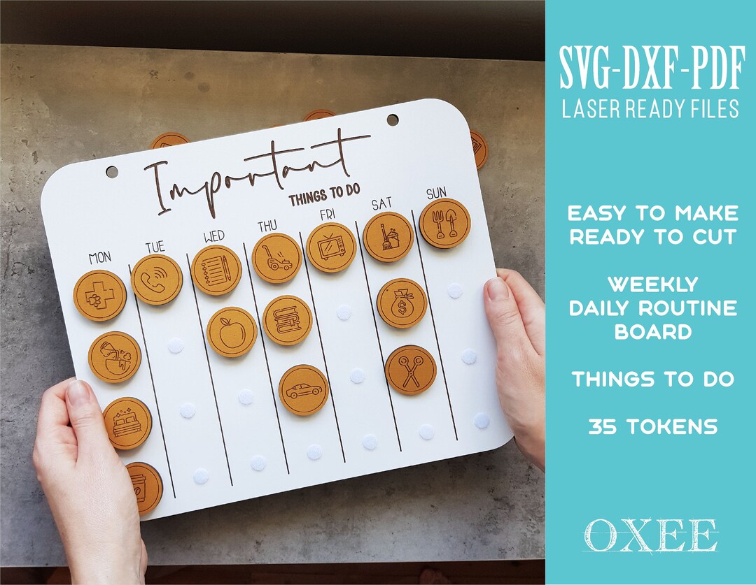 Weekly Routine Board SVG File by Oxee, Personalizable Daily Agenda ...