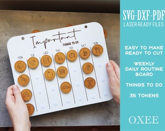 Weekly Routine Board SVG, Daily Agenda, Visual Schedule (Digital Download)