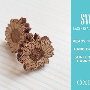 Flower earrings SVG bundle by Oxee, lily wooden stud earrings laser cut, laser cut boho earrings, sunflower wooden stud earrings SVG image 4