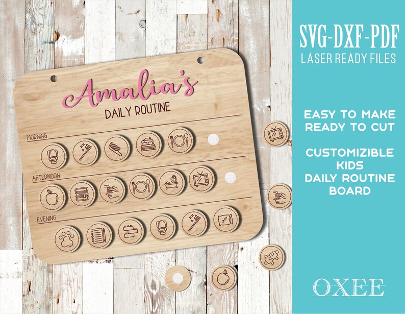Kids Daily Routine Board SVG, Personalizable Visual Schedule (digital ...