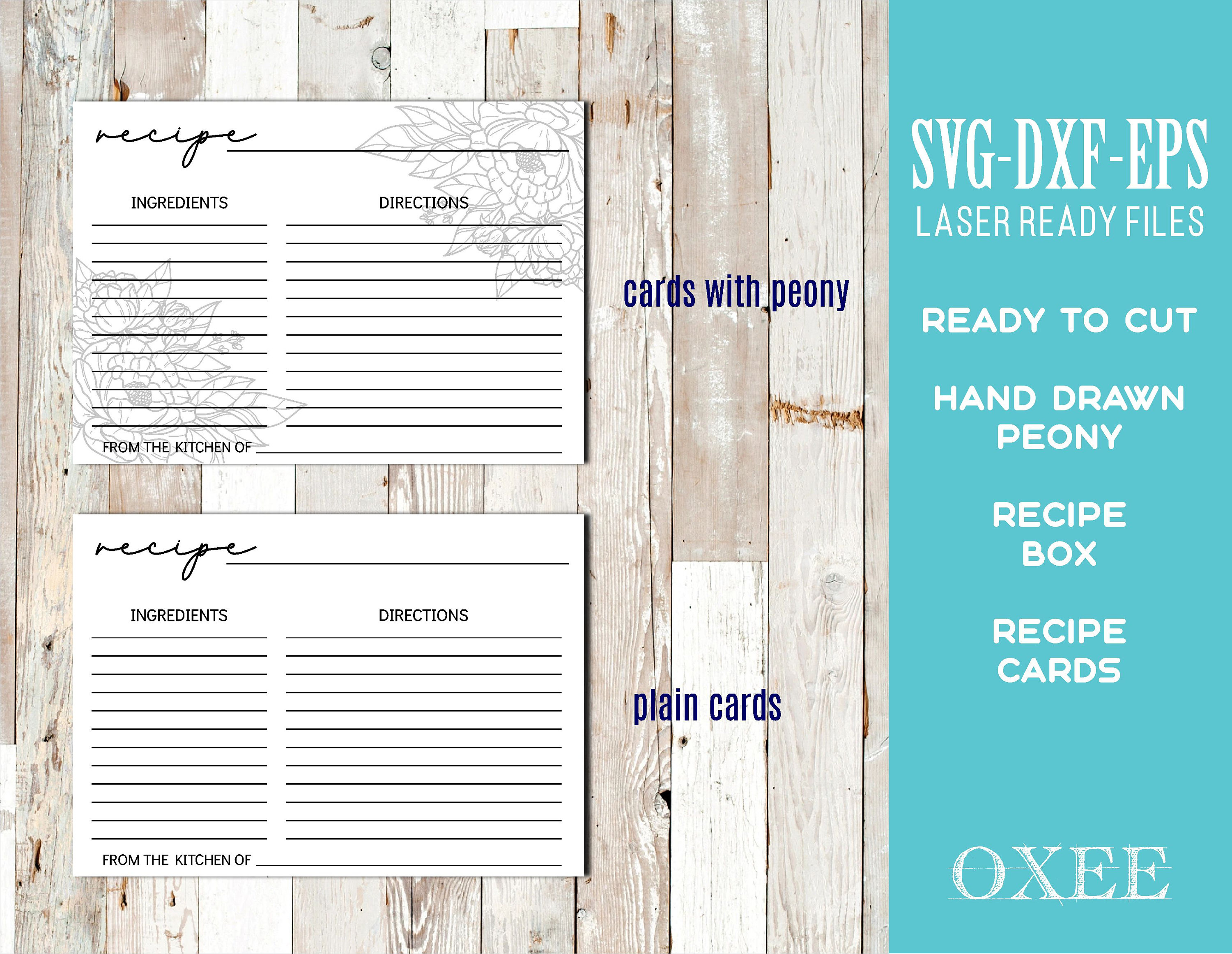 Recipe Box SVG by Oxee Recipe Box Cut File Floral Box SVG Etsy Australia