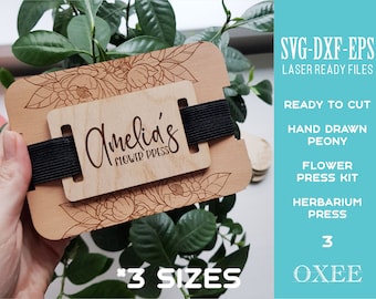 Flower press kit SVG bundle by Oxee, plant press cut file, botanical press SVG, Glowforge svg, Laser cut file