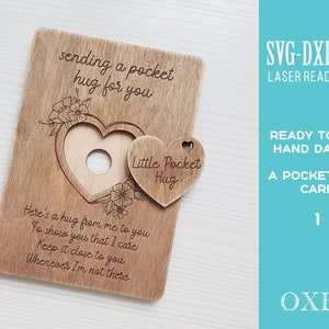Pocket hug SVG laser cut file by Oxee, Valentine's day gift, wooden Vakentine's day card, wooden small gift SVG image 1
