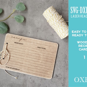 Wooden Recipe cards SVG laser cut file by Oxee, Mother's day gift, wooden recipe book card, wooden small gift SVG