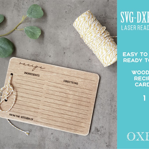 Wooden Recipe cards SVG laser cut file by Oxee, Mother's day gift, wooden recipe book card, wooden small gift SVG