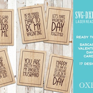 Paquete SVG de tarjetas de amor divertidas de Oxee, tarjetas sarcásticas del día de San Valentín, tarjetas sarcásticas de madera, pequeño regalo de madera SVG, SVG divertido