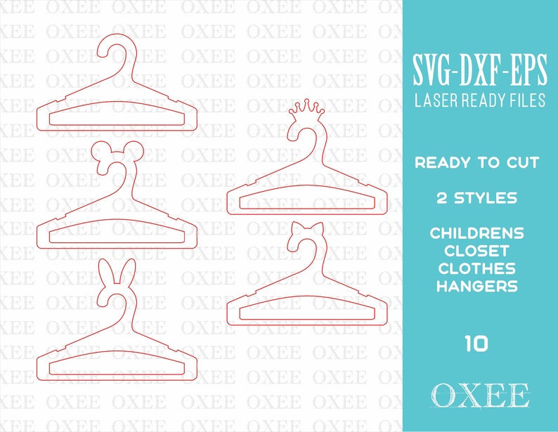 Kids Clothes Closet Hangers SVG bundle by Oxee, wooden baby closet hangers svg, toddler closet hangers svg, laser cut file image 4