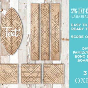 Pacchetto SVG Boho Shiplap Name Sign di Oxee, cartello da parete in legno tagliato al laser, cartello per famiglie in legno tagliato al laser, cartello circolare Glowforge