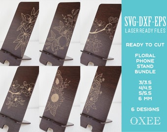 Floral Phone Stand Laser Cut File, CNC svg dxf eps (Digital Download)
